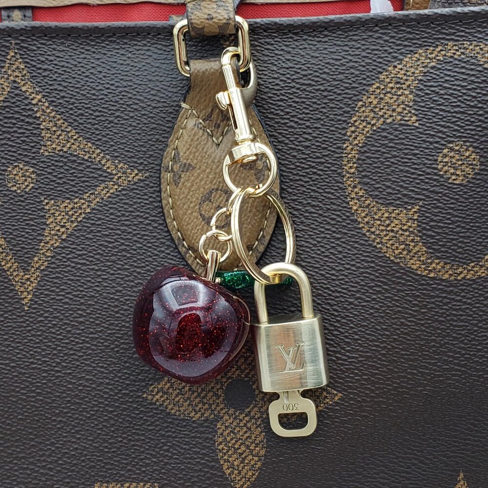 Authentic Louis Vuitton Lock & Key with Unbranded Apple Charm, Keychain
